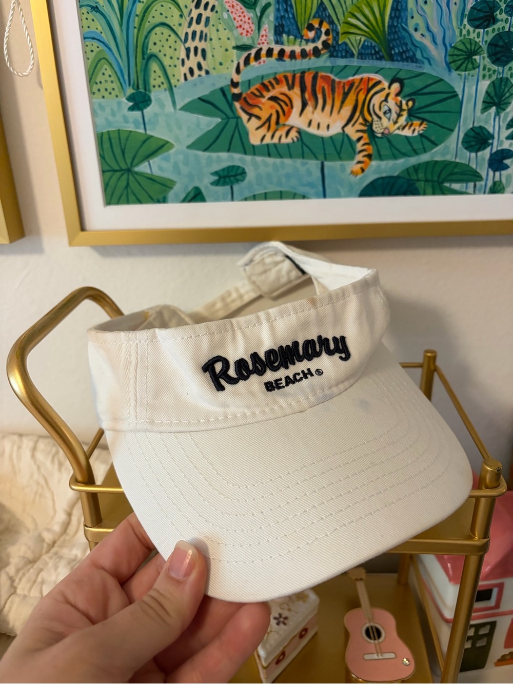 Rosemary Beach Legacy White Visor Navy Embroidered Hat